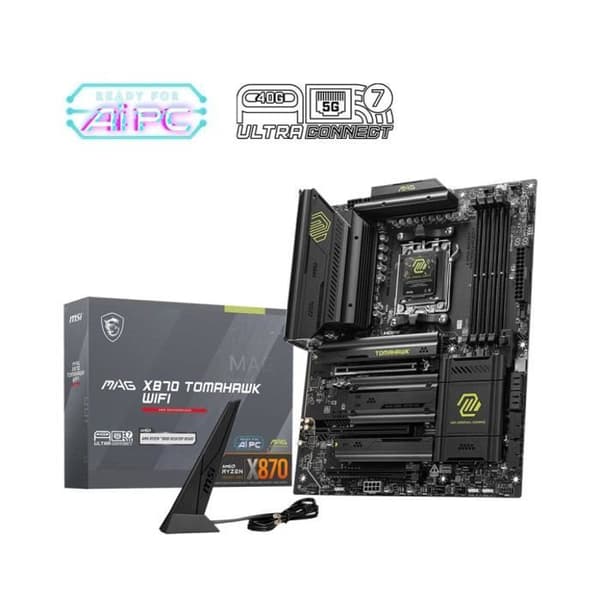 Moderkort - MSI - MAG X870 TOMAHAWK WIFI - Wi-Fi 7, 5G LAN, USB 40 Gb/s, PCIe 5.0, AMD Ryzen 9000