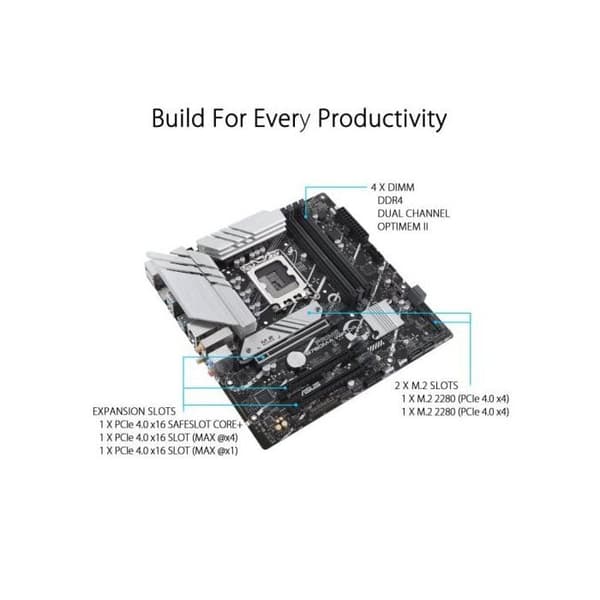 Moderkort - Asus - PRIME B760M-A WIFI D4 - Micro ATX - LGA 1700 - 128 GB RAM DDR4