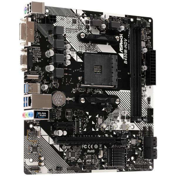 Moderkort - ASRock - B450M-HDV R4.0 - Socket AM4 - Micro ATX - 32 GB RAM max