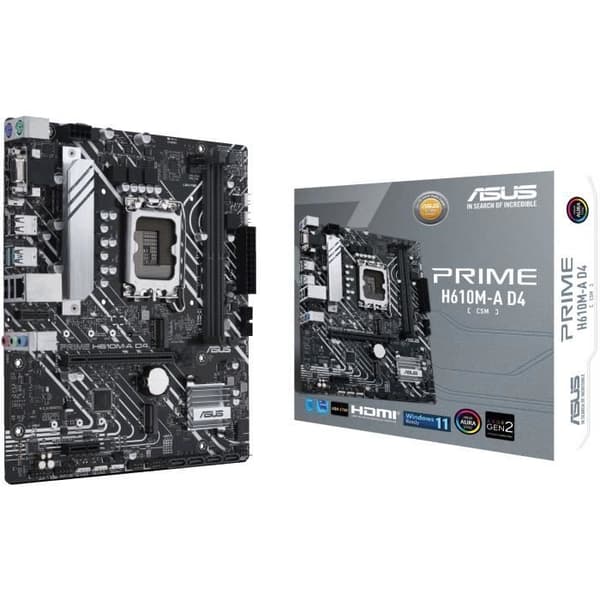 Moderkort - ASUS - PRIME H610M-A D4-CSM - LGA 1700 - DDR4 - micro ATX