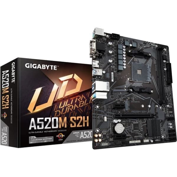 Moderkort - GIGABYTE - A520M S2H - Micro ATX - Socket AM4 - DDR4 upp till 64 GB