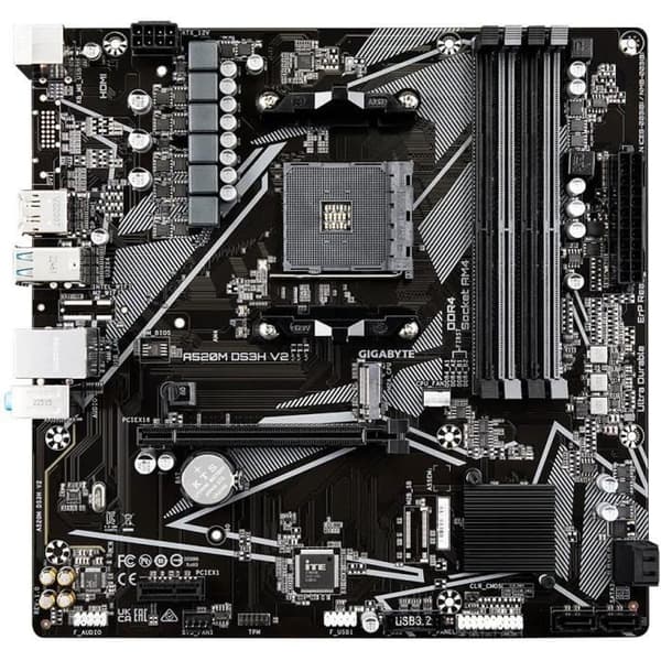 Moderkort Gigabyte A520M DS3H V2 Rev 1.0 - Socket AM4 - LAN GbE - DDR4 SDRAM