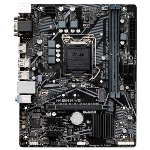 GIGABYTE H410M H V2 bundkort - Understøtter Intel Core 10. CPU'er, op til 2933 MHz DDR4 (OC), 1xPCIe 3.0 M.2, GbE LAN, USB 3.2 Gen 1