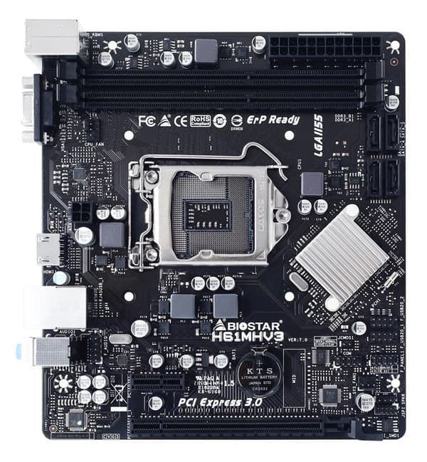 Biostar H61MHV3 bundkort Intel® H61 LGA 1155 (Socket H2) micro ATX