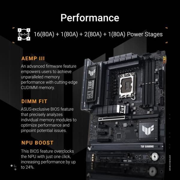 Moderkort - ASUS TUF GAMING Z890-PLUS WIFI - DDR5 - Integrerad WiFi - ATX
