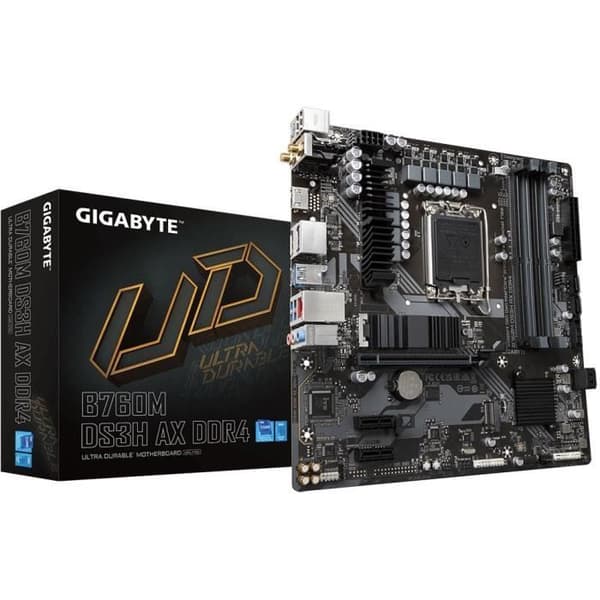 Moderkort - GIGABYTE - B760M DS3H AX DDR4 - Sockel LGA1700 - ATX - Intel B760