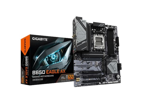 Gigabyte B650 EAGLE AX - Emolevy - ATX - Socket AM5 - AMD B650 piirisarja - USB-C 3.2 Gen 1, USB 3.2 Gen 2, USB 3.2 Gen 1 - Gigabit LAN - sisäinen gr