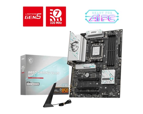 MSI B850 GAMING PLUS WIFI - Moderkort - ATX - Socket AM5 - AMD B850 Chipuppsättning - USB 3.2 Gen 2, USB-C 3.2 Gen2, USB 3.2 Gen 1 - 5 Gigabit Ethern
