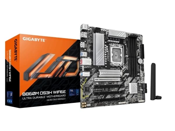 Gigabyte B860M DS3H WIFI6E - Hovedkort - ATX - LGA1851-sokkel - AMD B850 Chipset - USB-C 3.2 Gen 1, USB 3.2 Gen 2, USB 3.2 Gen 1 - Bluetooth, Wi-Fi 6
