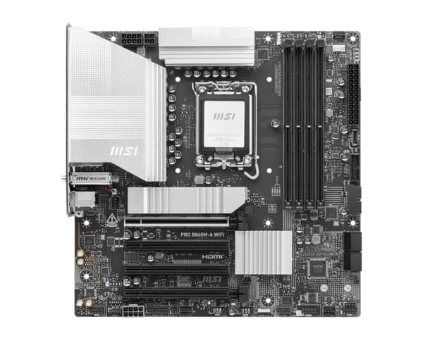 MSI PRO B860M-A WIFI - Hovedkort - micro ATX - LGA1851-sokkel - B860 Chipset - USB 3.2 Gen 2, USB 3.2 Gen 1 - 5 Gigabit Ethernet, Wi-Fi 7 - innbygd g