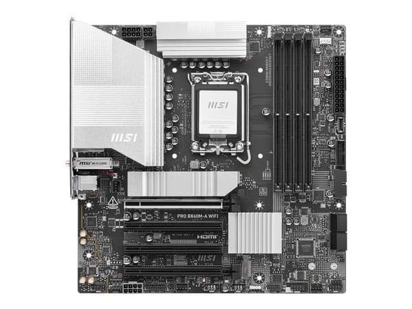 MSI PRO B860M-A WIFI - Hovedkort - micro ATX - LGA1851-sokkel - B860 Chipset - USB 3.2 Gen 2, USB 3.2 Gen 1 - 5 Gigabit Ethernet, Wi-Fi 7 - innbygd g