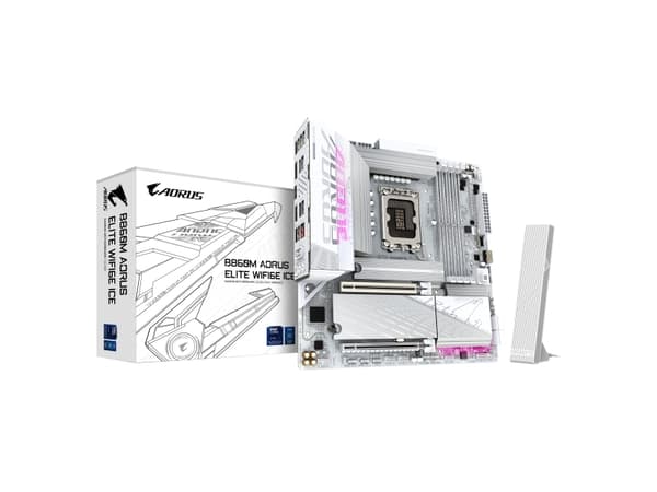 GIGABYTE B860M AORUS ELITE WF6E ICE, Intel, LGA 1851 (Socket V1), Intel Core Ultra (Series 1), Intel Core Ultra (Series 2), LGA 1851, DDR5-SDRAM, 256