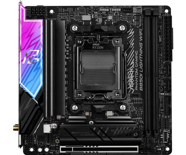ASRock Phantom Gaming B850I LIGHTNING WIFI - Hovedkort - mini-ITX - Socket AM5 - AMD B850 Chipset - USB-C 3.2 Gen2, USB-C 3.2 Gen 1, USB 3.2 Gen 2, U