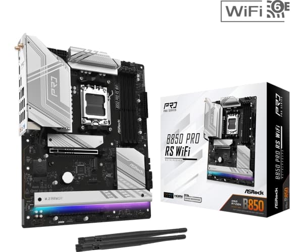 ASRock B850 Pro RS WiFI - Hovedkort - ATX - Socket AM5 - AMD B850 Chipset - USB-C 3.2 Gen 2x2, USB-C 3.2 Gen2, USB-C 3.2 Gen 1, USB 3.2 Gen 1 - 2.5 G