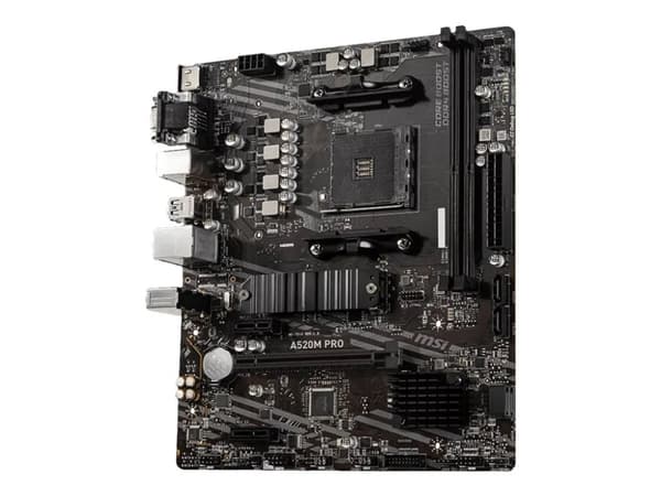 MSI A520M PRO - Emolevy - micro-ATX - Socket AM4 - AMD A520 piirisarja - USB 3.2 Gen 1 - Gigabit LAN - sisäinen grafiikka (CPU tarvitaan) - HD Audio