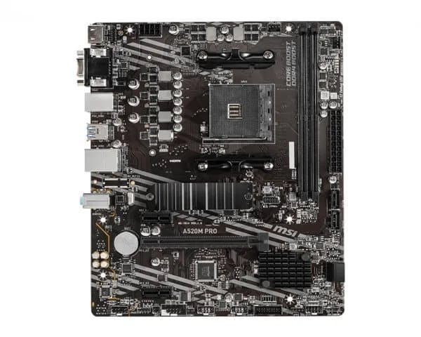 MSI A520M PRO - Emolevy - micro-ATX - Socket AM4 - AMD A520 piirisarja - USB 3.2 Gen 1 - Gigabit LAN - sisäinen grafiikka (CPU tarvitaan) - HD Audio