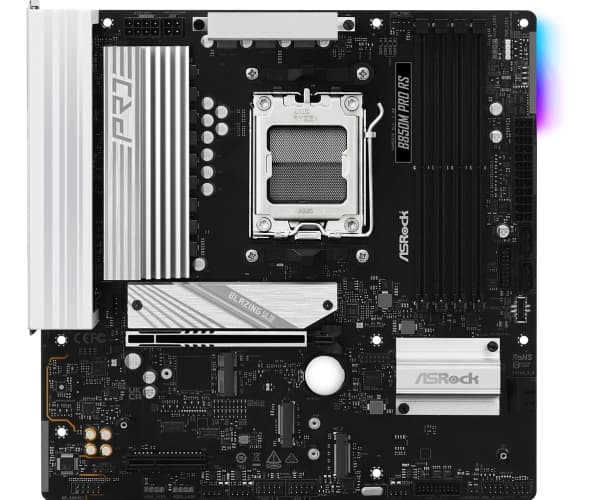 ASRock B850M PRO RS - Moderkort - micro ATX - Socket AM5 - AMD B850 Chipuppsättning - USB-C 3.2 Gen2, USB-C 3.2 Gen 1, USB 3.2 Gen 2, USB 3.2 Gen 1 -