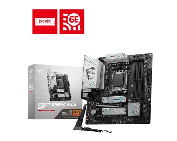 MSI B650M GAMING PLUS WIFI - Moderkort - micro ATX - Socket AM5 - AMD B650 Chipuppsättning - USB 3.2 Gen 1, USB-C 3.2 Gen2, USB 3.2 Gen 2 - 2.5 Gigab