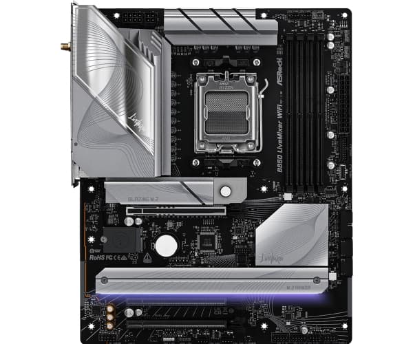 ASRock B850 LIVEMIXER WIFI - Moderkort - ATX - Socket AM5 - AMD B850 Chipuppsättning - USB-C 3.2 Gen 2x2, USB-C 3.2 Gen2, USB 3.2 Gen 2, USB 3.2 Gen
