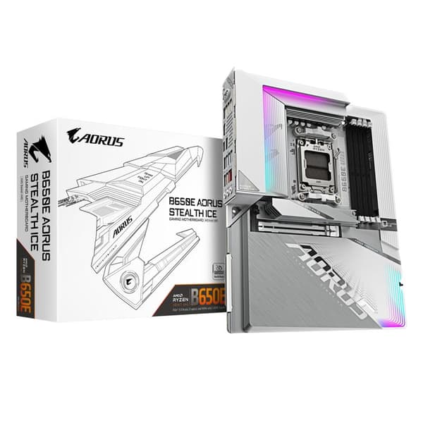 B650/AM5/DDR5/ATX Gigabyte B650e Aorus Stealth Ice moderkort