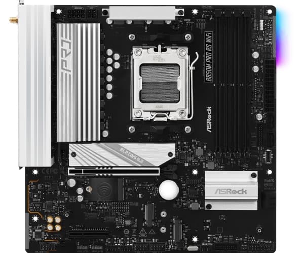 ASRock B850M Pro RS WiFi - Hovedkort - micro ATX - Socket AM5 - AMD B850 Chipset - USB-C 3.2 Gen2, USB-C 3.2 Gen 1, USB 3.2 Gen 2, USB 3.2 Gen 1 - 2.