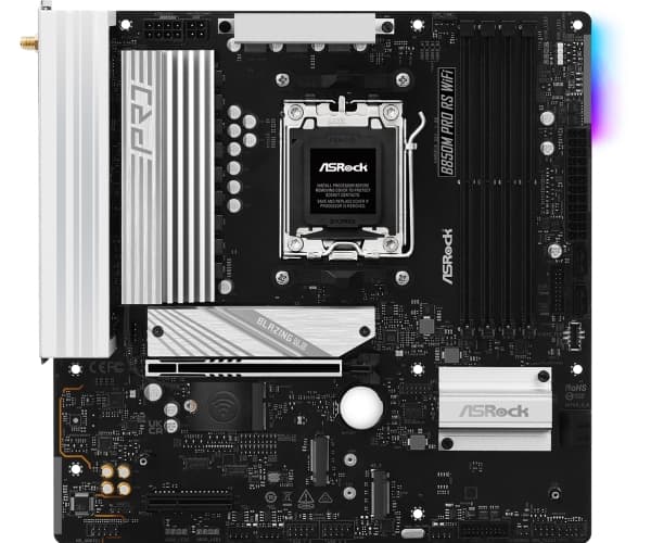 ASRock B850M Pro RS WiFi - Hovedkort - micro ATX - Socket AM5 - AMD B850 Chipset - USB-C 3.2 Gen2, USB-C 3.2 Gen 1, USB 3.2 Gen 2, USB 3.2 Gen 1 - 2.
