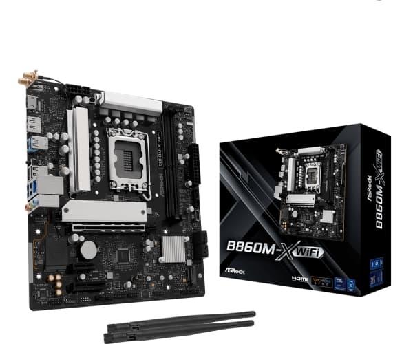 ASRock B860M-X WiFI - Hovedkort - micro ATX - LGA1851-sokkel - B860 Chipset - USB-C 3.2 Gen 2x2, USB-C 3.2 Gen 1, USB 3.2 Gen 1 - 2.5 Gigabit LAN, Bl