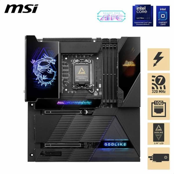 Moderkort - MSI - MEG Z890 Godlike - Socket LGA1700 - DDR5 SDRAM - 128 Go RAM max
