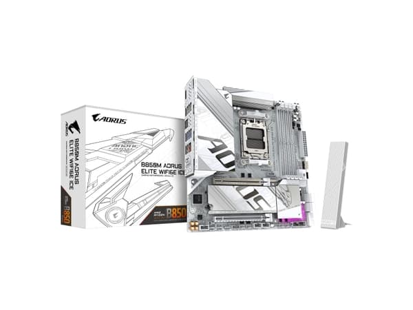 AORUS B850M ELITE WIFI6E ICE - Hovedkort - micro ATX - Socket AM5 - AMD B850 Chipset - USB-C 3.2 Gen 2x2, USB-C 3.2 Gen2, USB 3.2 Gen 1, USB 3.2 Gen