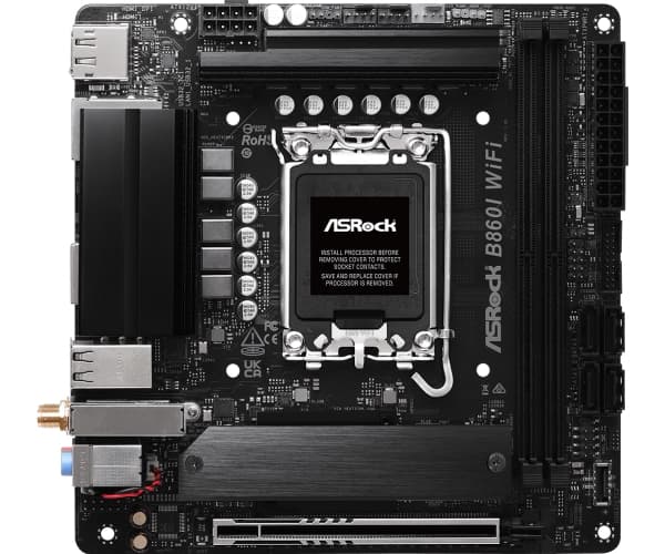 ASRock B860I WiFi - Hovedkort - mini-ITX - LGA1851-sokkel - B860 Chipset - USB-C 3.2 Gen 2x2, USB-C 3.2 Gen2, USB 3.2 Gen 2, USB 3.2 Gen 1 - 2.5 Giga