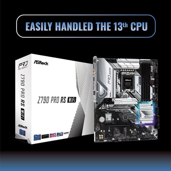 ASROCK Z790 PRO RS WIFI moderkort - Sockel LGA1200 - Intel Z790 - DDR4 - ATX