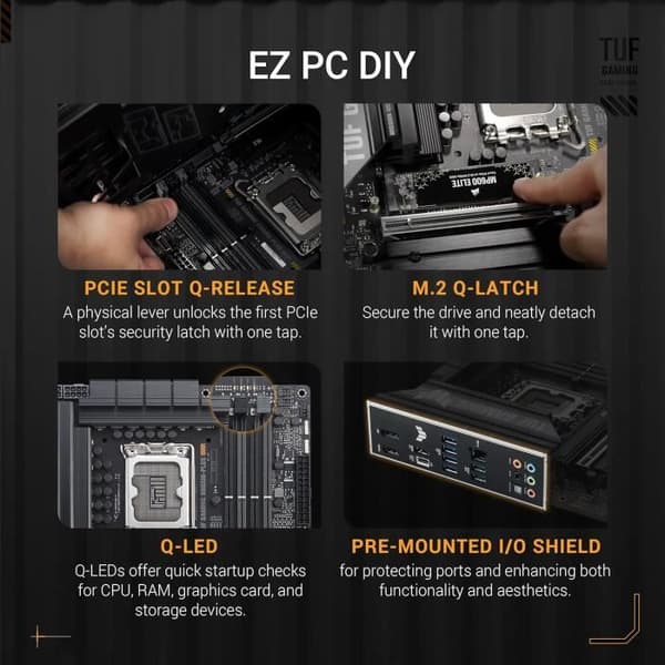Moderkort - ASUS - TUF GAMING B860M-PLUS - mATX - DDR5 - PCIe 5.0 - 3 M.2