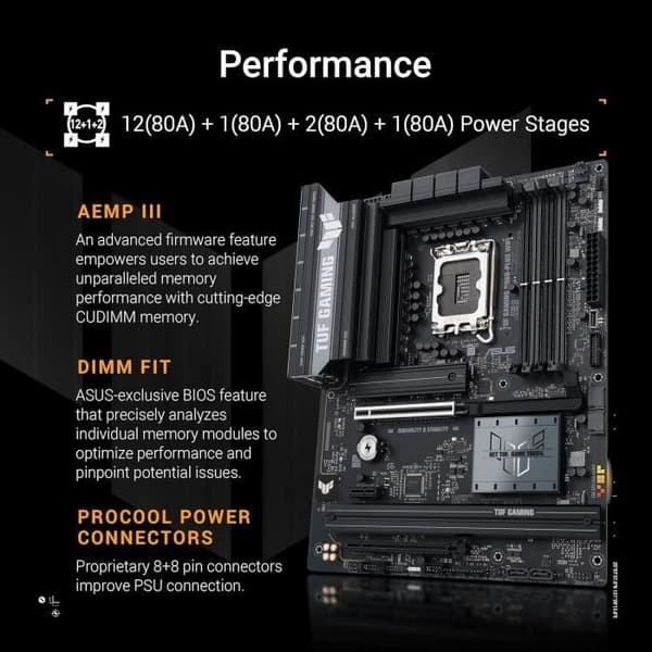 Moderkort - ASUS - TUF GAMING B860-PLUS WIFI - DDR5 - PCIe 5.0 - Wi-Fi 7