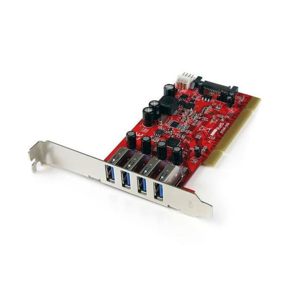 SuperSpeed 4-portars USB 3.0 PCI Controller Card - STARTECH - Adapter med SATA / SP4 strömförsörjning Röd