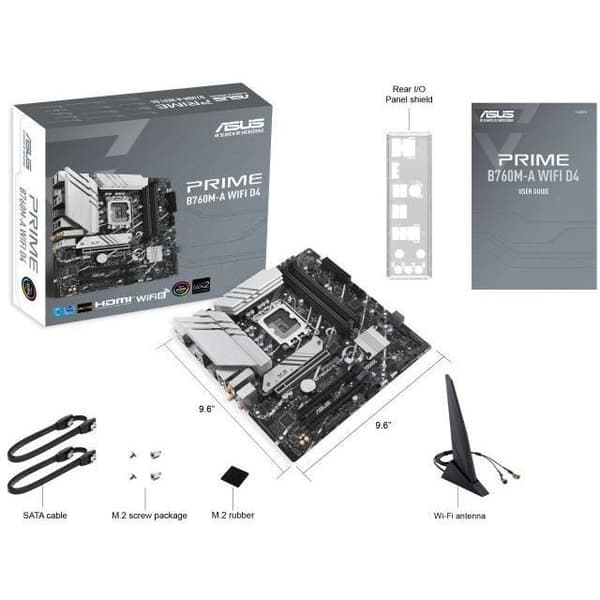 Moderkort - Asus - PRIME B760M-A WIFI D4 - Micro ATX - LGA 1700 - 128 GB RAM DDR4