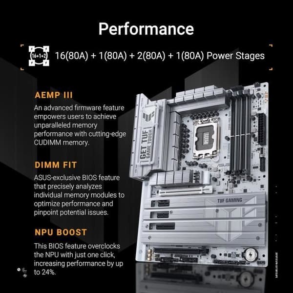 Moderkort - ASUS - TUF GAMING Z890-PRO WiFi - Socket LGA 1850 - DDR4 - Intel Z890