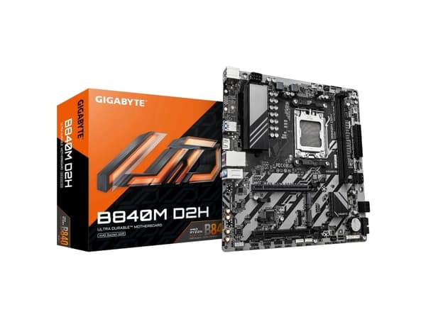 Gigabyte B840M D2H - Hovedkort - micro ATX - Socket AM5 - AMD B840 Chipset - USB 3.2 Gen 1 - 2.5 Gigabit LAN - innbygd grafikk (CPU kreves) - HD-lyd