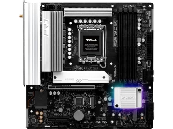 ASRock B860M Pro RS WiFi - Hovedkort - micro ATX - LGA1851-sokkel - B860 Chipset - USB-C 3.2 Gen 2x2, USB 3.2 Gen 1, USB-C 3.2 Gen 1 - 2.5 Gigabit LA