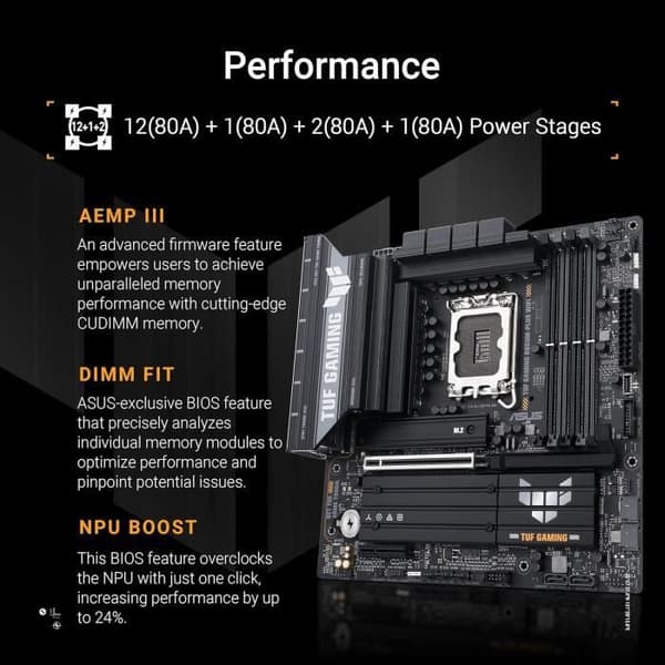 Moderkort - ASUS - TUF Gaming B860M-PLUS WiFi - DDR5 - PCIe 5.0 - Wi-Fi 7