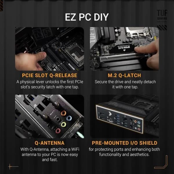 Moderkort - ASUS - TUF Gaming B860M-PLUS WiFi - DDR5 - PCIe 5.0 - Wi-Fi 7