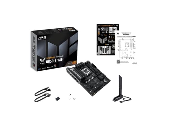 ASUS TUF GAMING B850-E WIFI, AMD, Sokkel AM5, AMD Ryzen 7000 Series, AMD Ryzen 8000 Series, AMD Ryzen 9000 Series, DDR5-SDRAM, 256 GB, DIMM