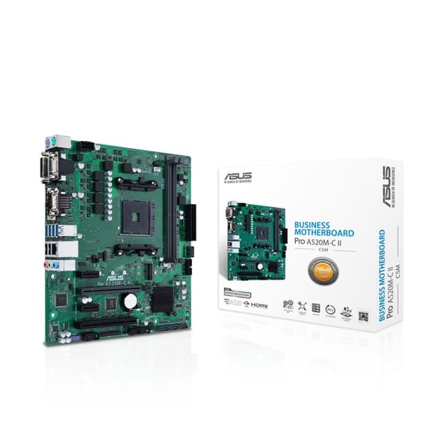 ASUS PRO A520M-C II/CSM moderkort, Socket AM4, DDR4