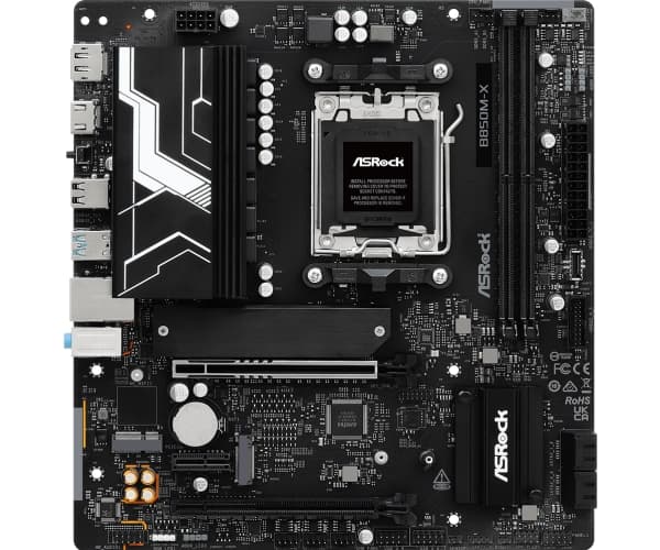 ASRock B850M-X - Hovedkort - micro ATX - Socket AM5 - AMD B850 Chipset - USB 3.2 Gen 1, USB-C 3.2 Gen 1 - 2.5 Gigabit LAN - innbygd grafikk (CPU krev