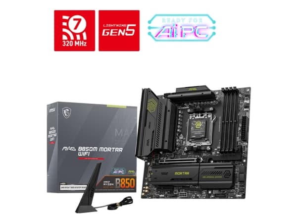 MSI MAG B850M MORTAR WIFI, AMD, AM5-sockel, AMD Ryzen 7000 Series, AMD Ryzen 8000 Series, AMD Ryzen 9000 Series, AM5-sockel, DDR5-SDRAM, 256 GB