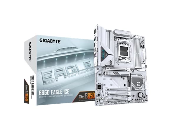 GIGABYTE B850 EAGLE ICE, AMD, AM5-sockel, AMD Ryzen 7000 Series, AMD Ryzen 8000 Series, AMD Ryzen 9000 Series, AM5-sockel, DDR5-SDRAM, 256 GB
