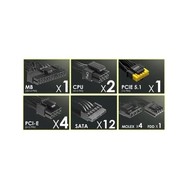 Strömförsörjning - MSI - MAG A1000GL - 1000W - PCIe5 - Hög prestanda
