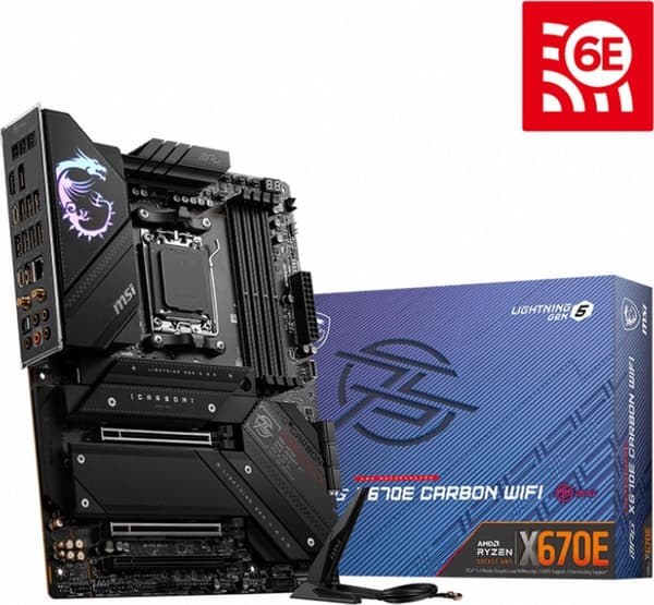 MSI MPG X670E CARBON WIFI - Bundkort - ATX - Socket AM5 - AMD X670 chipset - USB 3.2 Gen 1, USB 3.2 Gen 2, USB-C Gen 2x2, USB-C 3.2 Gen2 - 2.5 Gigabit
