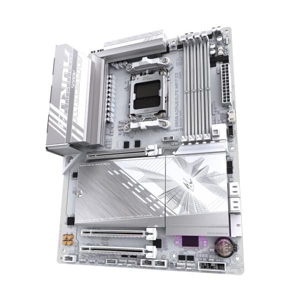 GIGABYTE B850 AORUS ELITE WIFI7 ICE Moderkort - AMD Ryzen 9000-seriens processorer, 12+2+1 fas digital VRM, upp till 8200 MHz DDR5 (OC), 1xPCIe 5.0 +