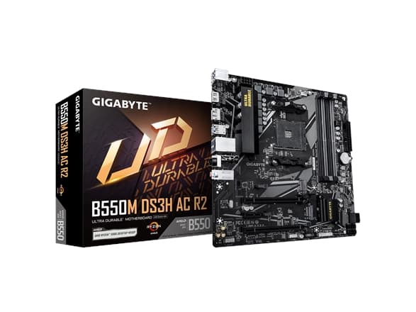 GIGABYTE B550M DS3H AC R2, AMD, Uttag AM4, AMD Ryzen 3000 Series, AMD Ryzen 4000 Series, AMD Ryzen 5000 Series, Uttag AM4, DDR4-SDRAM, 128 GB