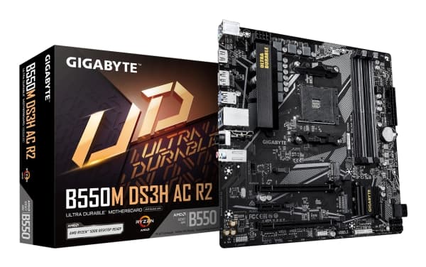 GIGABYTE B550M DS3H AC R2, AMD, AM4, AMD Ryzen 3000 Series, AMD Ryzen 4000 Series, AMD Ryzen 5000 Series, AM4, DDR4-SDRAM, 128 GB
